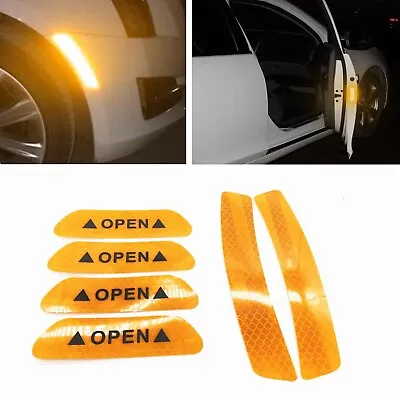 $0.99 • Buy Car Door Warning Decal Sticker OPEN Reflective Yellow Anti-collision 6PCS