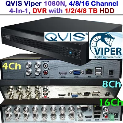 QVIS CCTV DVR - Viper HD 1080N 4/8/16 Channel 4-In-1 With 1TB 2TB 4TB • £354