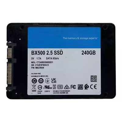 SSD Solid State Drive 2.5'' 240GB 275GB 1050GB 500GB For Crucia BX200 MX500 • $25.99