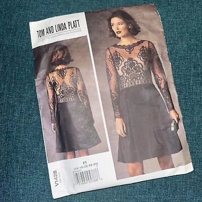 Vogue 1428 16-24 Tom & Linda Platt Pattern Ladies Lace Top Lined Dress NEW UNCUT • $9.99