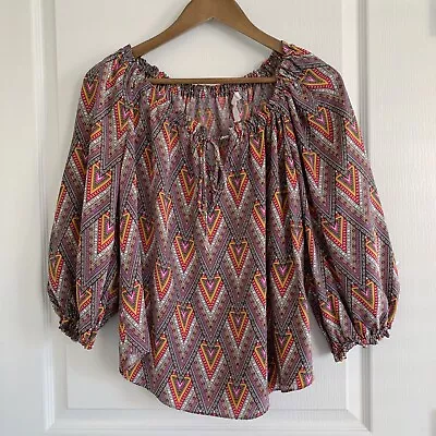 Alice & Trixie Blouse Size XS Silk Geometric Print Pink Grey • $49.99