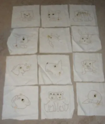 12 Vintage Embroidery Dog Cat Rabbit Duck Quilt Block Square Frame Quilting 9  • $29.99