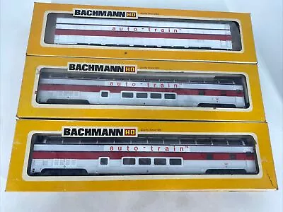 Ho Scale 1:87 Vintage Bachmann Auto Train 3-car Passenger Set Rtr Pre-owned L/n • $69.95