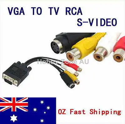 PC VGA To S-Video AV 3RCA TV Out Converter Adapter Cable • $8.85