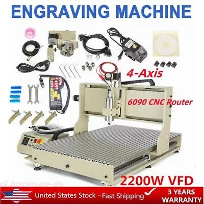 2.2kW USB Engraving Machine CNC 6090 Router 4 Axis Engraver Milling + Controller • $2239