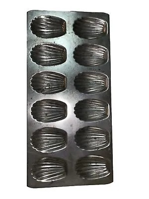 VINTAGE FRENCH 12 Mold MADELEINE Cake Tart Tin   15.5  Baking Pan Pastry • £47.29