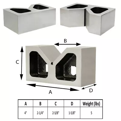 $40.77 • Buy Set Of 2 Pieces 4 Inch CAST IRON V-BLOCKS GROUND 4 X 1-5/8 X 2-5/8