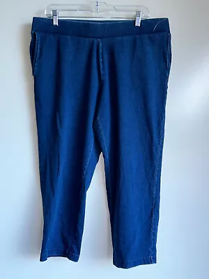 J.JILL PURE JILL Indigo Blue Slim Crops Pants Pull-On Style Size Petite Large • $18.95