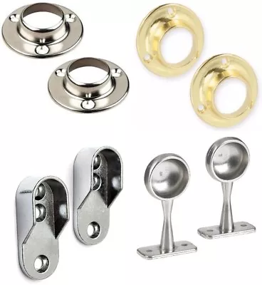 Rail End Supports Brackets Oval Round Wardrobe Clothes Rails Poles Rod Sockets • £3.29