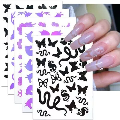 Airbrush Nail Art Stencils Spray Template Nail Stickers Butterfly Star Heart • £2.71