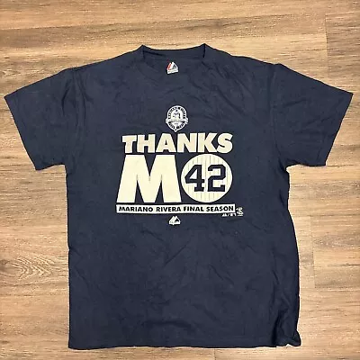 Majestic New York Yankees Shirt Mariano Rivera Thanks MO 42 Final Season Size M • $19.99