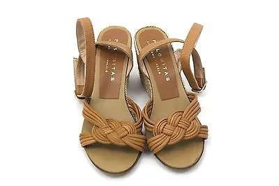 $39.99 • Buy Palomitas By Paloma Barcelo Tan/Brown Knot Sandals Shoes Wedge Heels SZ 6