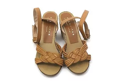 $39.99 • Buy Palomitas By Paloma Barcelo Tan/Brown Knot Sandals Shoes Wedge Heels SZ 6