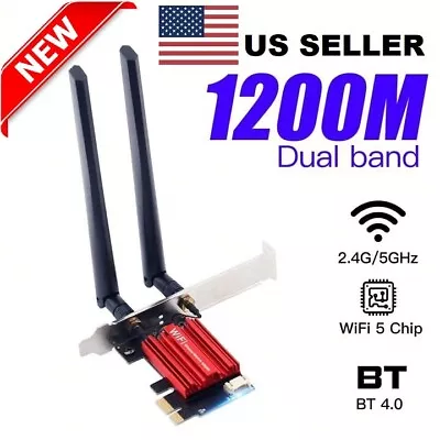 Dual Band PCI-E WiFi Adapter Desktop PC PCI-E Wireless-AC Network Bluetooth Card • $14.89