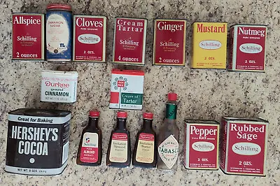 Vintage Spice Tins & Bottles McCormick Schilling Durkee Ann Page Hershey's  • $27.99