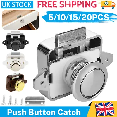 Push Button Catch Locks Cupboard Door Cabinet Camper Caravan Van Boat Latch Knob • £10.99