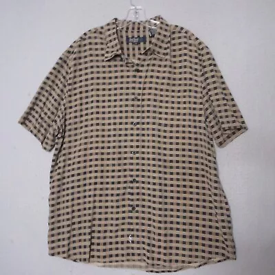 Nat Nast Shirt Men XL Silk Lyocell Blend Bowling Disco Camp Button Up Plaid • $29.99