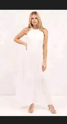 White Linen Maxi Dress Sz 14 Never Worn • $50