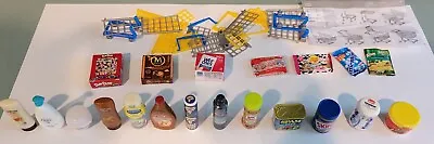 Mini Brands Lot 20 + Shopping Carts Spam Chili Mentos Mayo Bosco Warheads Toys • $24