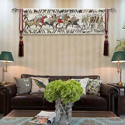 Bayeux-III Medieval Old World Tapestry Wall Hanging Cotton 100% 57 X18  US • $72