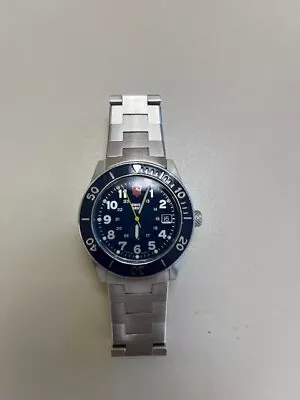 Swiss Army Victorinox Lancer Watch 32mm Silver W/ Blue Face SUPERB A+ CONDITION! • $129