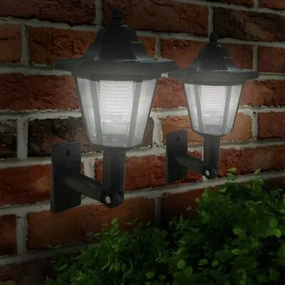 £10.99 • Buy 2x Solar Lanterns Wall Mounted LED Lamp Outdoor Garden Security Lights Fence 