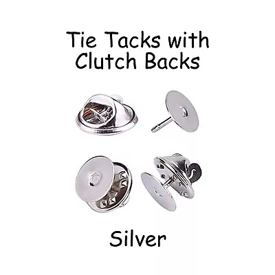 $5.50 • Buy 50 Silver Tie Tacks Blank Pins With Clutch Back - Lapel / Scatter Pin 