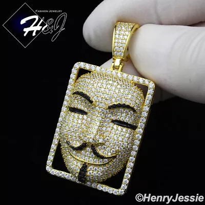 $63.99 • Buy 925 Sterling Silver Icy Cubic Zirconia Gold Plated V For Vendetta Pendant*gp359